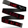 Web Belt Blank Black Buckle - Supernatural DON'T TRY THIS AT HOME Quote and Icons Black/Red/Gray Webbing