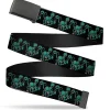 Web Belt Blank Black Buckle - Rick and Morty Psychedelic Monster Pose Black/Greens Webbing