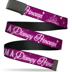 Web Belt Blank Black Buckle - I'M 99.9% SURE I'M A DISNEY PRINCESS Pinks/White Webbing