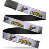 Web Belt Blank Black Buckle - MY HERO ACADEMIA All Might Profile and Title Logo Blocks Grays Webbing