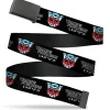 Web Belt Blank Black Buckle - TRANSFORMERS Autobots Cybertronian Icon Black/Blues/Red/White Webbing