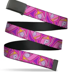 Web Belt Blank Black Buckle - Adventure Time Princess Bubblegum Poses Collage Lavender Webbing