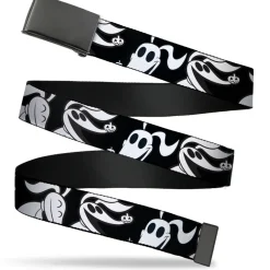 Web Belt Blank Black Buckle - Nightmare Before Christmas Zero Expressions Black/White Webbing