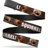 Web Belt Blank Black Buckle - Dug 3-Poses/SQUIRREL! Brown/Yellow/White Webbing