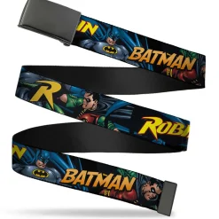 Web Belt Blank Black Buckle - Batman & Robin in Action w/Text Black Webbing