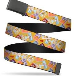 Web Belt Blank Black Buckle - The Wizard of Oz Characters Scenes and Icons Collage Yellow Webbing