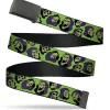 Web Belt Blank Black Buckle - Masters of the Universe Skeletor Expressions Scattered Green Webbing