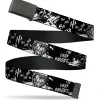 Web Belt Blank Black Buckle - Batman THE DARK KNIGHT and Joker Smiling Sketch Close-Ups Black/White Webbing