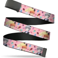 Web Belt Blank Black Buckle - Fruits Basket Kyo and Yuki Easter Themed Animage Poster Pose Pink Webbing