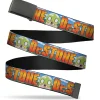 Web Belt Blank Black Buckle - DR. STONE Title Logo and Suika Surprised Pose Blues Webbing