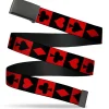 Web Belt Blank Black Buckle - Alice in Wonderland Card Suits Red/Black Webbing