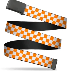 Web Belt Blank Black Buckle - Checker White/TN Orange Webbing