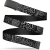 Web Belt Blank Black Buckle - Supernatural Devil's Trap Pentagrams Grays/Black/White Webbing