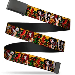 Web Belt Blank Black Buckle - Tattoo Johnny-Butterfly Girl Webbing