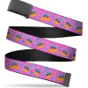 Web Belt Blank Black Buckle - Fuby Furbmojis LOL Icons Collage Pinks/Blues Webbing