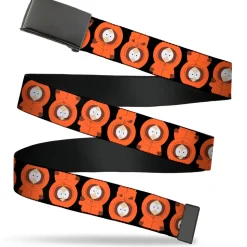 Web Belt Blank Black Buckle - South Park Kenny Flip Poses Black Webbing
