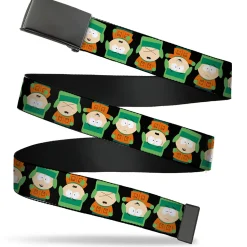 Web Belt Blank Black Buckle - South Park Kyle Flip Poses Black Webbing