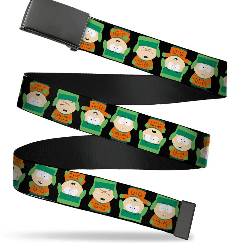 Web Belt Blank Black Buckle - South Park Kyle Flip Poses Black Webbing