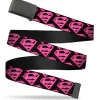 Web Belt Blank Black Buckle - Diagonal Superman Logo w/Hearts Black/Pink Webbing