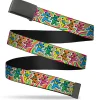 Web Belt Blank Black Buckle - Grateful Dead Dancing Bears Swirl Multi Color Webbing