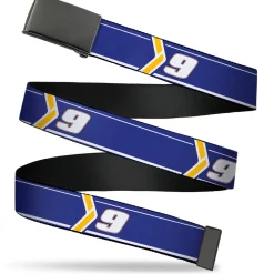 Web Belt Blank Black Buckle - Chase Elliott #9 Car Scheme Blue/Yellow/White Webbing