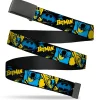 Web Belt Blank Black Buckle - BATMAN Poses and Logo Collage Black/Blue/Yellow Webbing