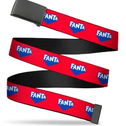 Web Belt Blank Black Buckle - FANTA Logo Strawberry Red/Blue/White Webbing