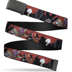 Web Belt Blank Black Buckle - My Hero Academia Villains Group Pose Red Webbing