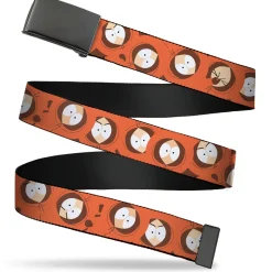 Web Belt Blank Black Buckle - South Park Kenny Expressions Stacked Orange Webbing