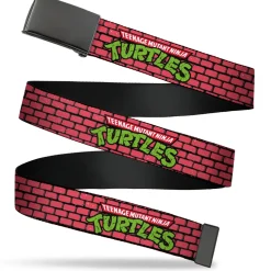 Web Belt Blank Black Buckle - TEENAGE MUTANT NINJA TURTLES Brick Title Logo Red Webbing