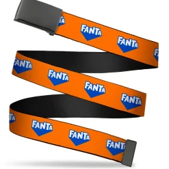 Web Belt Blank Black Buckle - FANTA Logo Orange/Blue/White Webbing