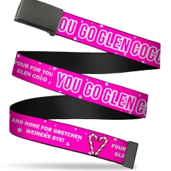 Web Belt Blank Black Buckle - Mean Girls YOU GO GLEN COCO Pink/White Webbing