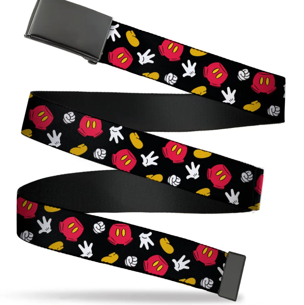 Web Belt Blank Black Buckle - Mickey Mouse Costume Elements Scattered Black Webbing
