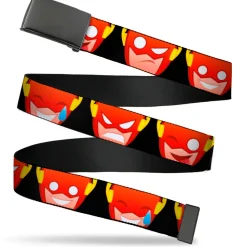 Web Belt Blank Black Buckle - The Flash 5-Emoji Expressions Black Webbing