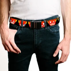 Web Belt Blank Black Buckle - The Flash 5-Emoji Expressions Black Webbing