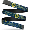 Web Belt Blank Black Buckle - HARMONY BALANCE LIFE Icons Collage Blue/Yellow Webbing