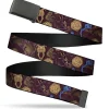 Web Belt Blank Black Buckle - Dungeons & Dragons Dice and Icons Collage Black/Browns Webbing