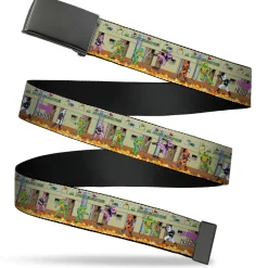 Web Belt Blank Black Buckle - Teenage Mutant Ninja Turtles Battle Foot Soldiers Ninjas Arcade Scene Tan Webbing