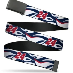 Web Belt Blank Black Buckle - William Byron #24 Car Scheme White/Red/Blue Webbing
