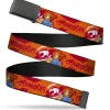 Web Belt Blank Black Buckle - THUNDERCATS Lion-O Pose and Title Logo Orange/Red/White Webbing