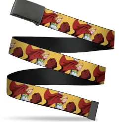Web Belt Blank Black Buckle - My Hero Academia Mirio Togata Upper Cut Pose Yellow Webbing