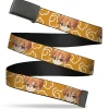 Web Belt Blank Black Buckle - Fruits Basket Chibi Kyo Soma Face and Kimono Cat Icon Orange/White Webbing