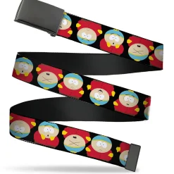Web Belt Blank Black Buckle - South Park Cartman Flip Poses Black Webbing