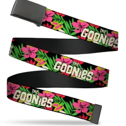 Web Belt Blank Black Buckle - THE GOONIES Title Logo Hawaiian Shirt Print Black/Pinks Webbing