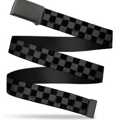 Web Belt Blank Black Buckle - Checker Weathered2 Black/Gray Webbing