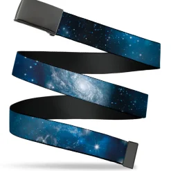 Web Belt Blank Black Buckle - Galaxy Blues/Blues Webbing