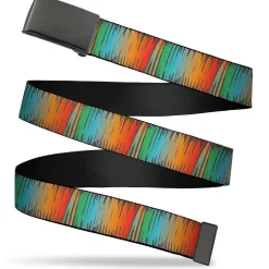 Web Belt Blank Black Buckle - Scribble Zarape Fade Brown/Multi Color Webbing