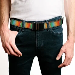 Web Belt Blank Black Buckle - Scribble Zarape Fade Brown/Multi Color Webbing