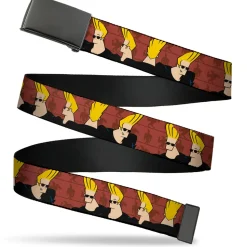 Web Belt Blank Black Buckle - Johnny Bravo Pose Turns Browns Webbing