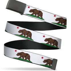 Web Belt Blank Black Buckle - Cali Bear White Webbing